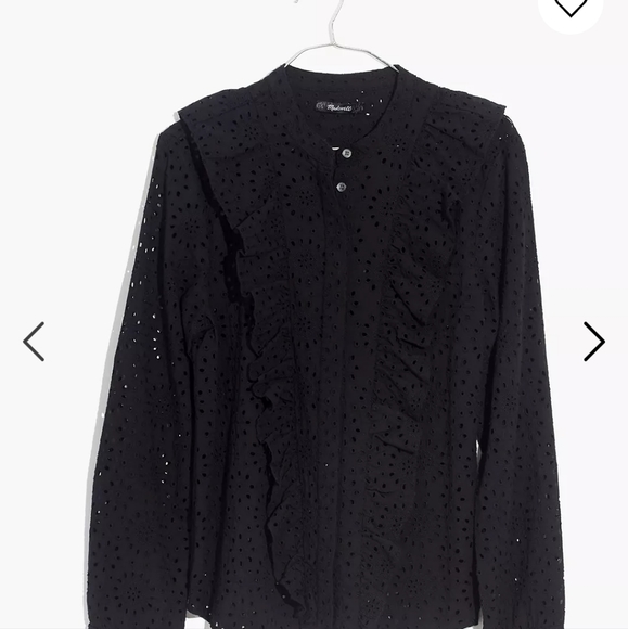 Madewell Eyelet Ruffle Front Blouse Size Medium - Picture 3 of 11